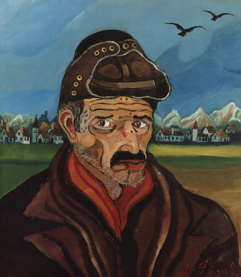 Antonio Ligabue, Autoritratto con berretto da motociclista, s.d. (1954-55), olio su tavola di faesite, 80 x 70 cm, collezione privata.